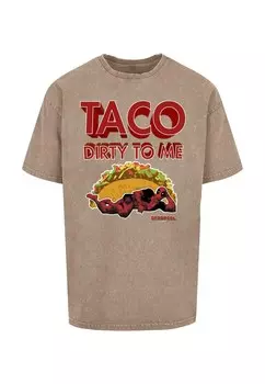 Футболка с принтом DEADPOOL TACO DIRTY TO ME ABSOLUTE CULT, коричневый