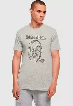 Футболка с принтом DEADPOOL THIS IS JUST LAZY ABSOLUTE CULT, светло-серый