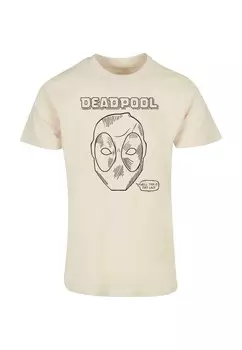 Футболка с принтом DEADPOOL THIS IS JUST LAZY ABSOLUTE CULT, песочный
