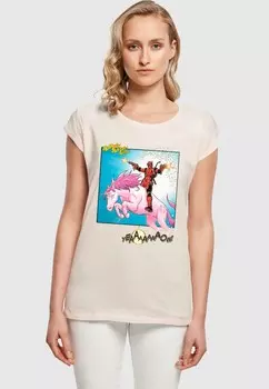 Футболка с принтом DEADPOOL UNICORN BATTLE ABSOLUTE CULT, розовый