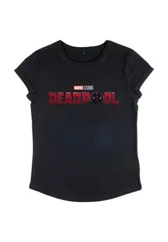 Футболка с принтом DEADPOOL WOLVERINE 3 LOGO Marvel, черный