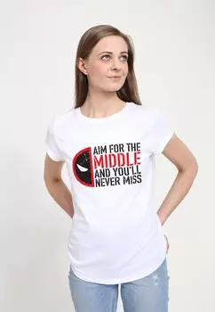 Футболка с принтом DEADPOOL WOLVERINE AIM FOR THE MIDDLE Marvel, белый
