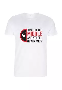 Футболка с принтом DEADPOOL WOLVERINE AIM FOR THE MIDDLE Marvel, белый
