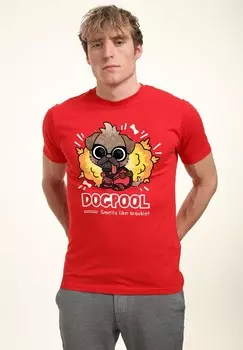 Футболка с принтом DEADPOOL WOLVERINE CUTE DOGPOOL Marvel, красный