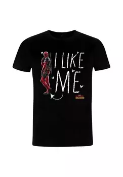 Футболка с принтом DEADPOOL WOLVERINE I LIKE ME Marvel, черный