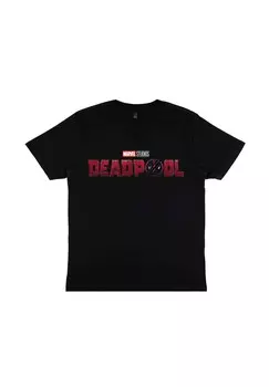 Футболка с принтом DEADPOOL WOLVERINE LOGO Marvel, черный