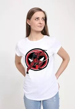 Футболка с принтом DEADPOOL WOLVERINE READY TO FIGHT Marvel, белый