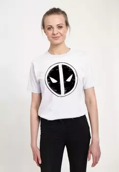 Футболка с принтом DEADPOOL WOLVERINE SCRIBBLE EMBLEM Marvel, белый