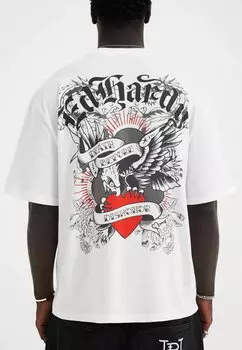 Футболка с принтом DEATH BEFORE DISHONOR EAGLE Ed Hardy, белый