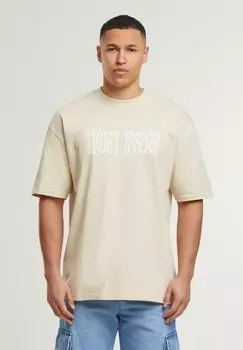 Футболка с принтом DEF, бежевый