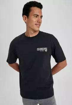 Футболка с принтом DeFacto, антрацит