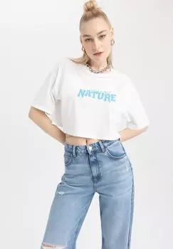 Футболка с принтом DeFacto, белый