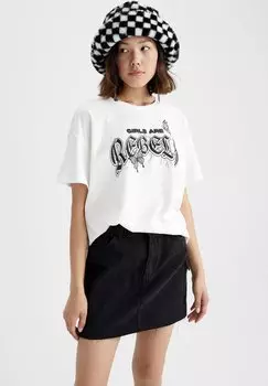 Футболка с принтом DeFacto, белый