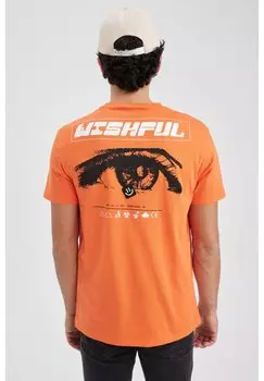 Футболка с принтом DeFacto, оранжевый