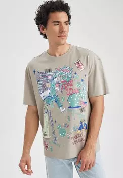 Футболка с принтом DeFacto, серый