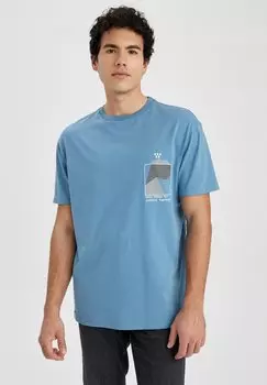 Футболка с принтом DeFacto, синий