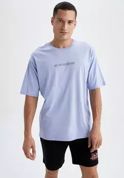 Футболка с принтом DeFacto, светло-синий