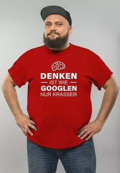 Футболка с принтом DENKEN IST WIE GOOGELN NUR KRASSER FUN MOON Moonworks, цвет rot