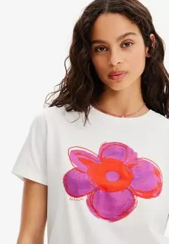 Футболка с принтом Desigual, белый