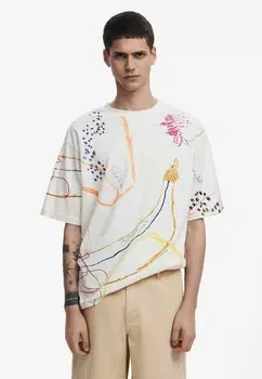 Футболка с принтом Desigual, бежевый