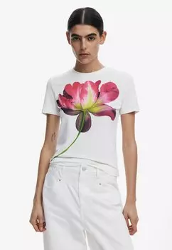 Футболка с принтом Desigual, бежевый