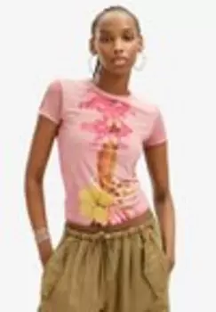 Футболка с принтом Desigual, розовый