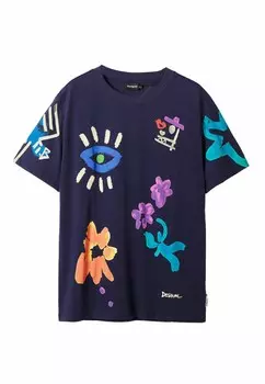 Футболка с принтом Desigual, синий