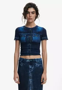 Футболка с принтом Desigual, синий