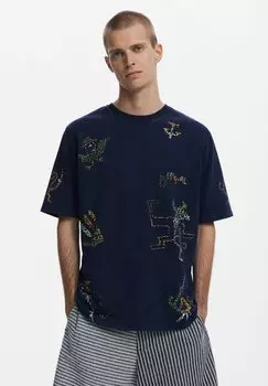Футболка с принтом Desigual, синий