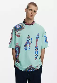 Футболка с принтом Desigual, зеленый