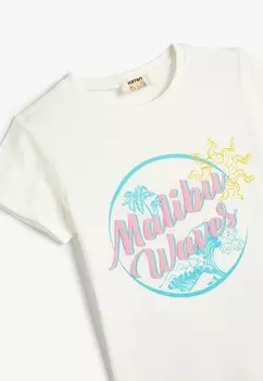 Футболка с принтом DETAIL SHORT SLEEVE CREW NECK Koton, бежевый