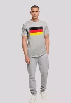 Футболка с принтом DEUTSCHLAND FLAGGE GERMANY DISTRESSED F4NT4STIC, серый