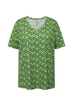 Футболка с принтом DIAMOND GRAPHIC SHORT SLEEVE Ulla Popken, зеленый