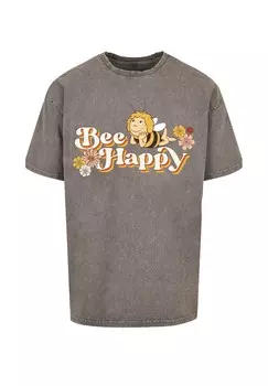 Футболка с принтом DIE BIENE MAJA BEE HAPPY HEROES OF CHILDHOOD F4NT4STIC, серый