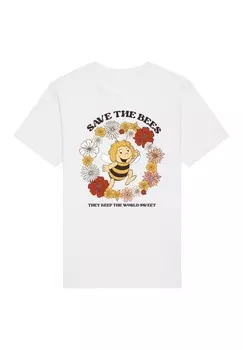 Футболка с принтом DIE BIENE MAJA SAVE THE BEES F4NT4STIC, белый