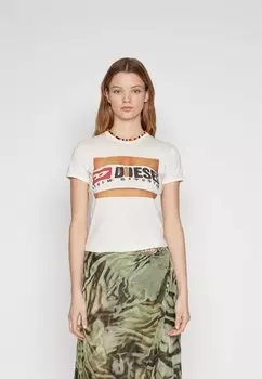 Футболка с принтом Diesel, белый