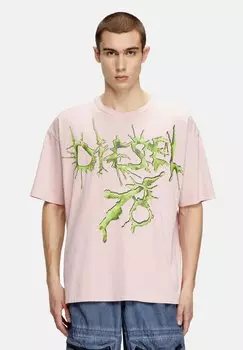 Футболка с принтом Diesel, розовый
