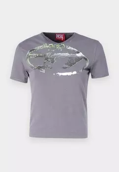 Футболка с принтом Diesel, серый