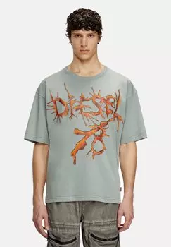 Футболка с принтом Diesel, серый
