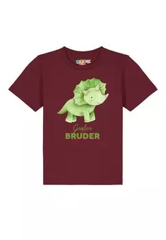 Футболка с принтом DINOSAURIER GROSSER BRUDER Watapparel, цвет burgundy