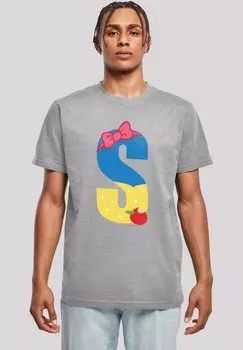 Футболка с принтом DISNEY ALPHABET S IS FOR SNOW WHITE SCHNEEWITTCHEN F4NT4STIC, серый