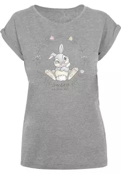 Футболка с принтом DISNEY BAMBI KLOPFER THUMPER SWEET AS CAN BE F4NT4STIC, серый