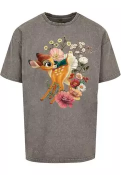 Футболка с принтом DISNEY BAMBI MEADOW ACID WASHED ABSOLUTE CULT, цвет asphalt