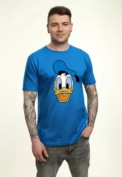 Футболка с принтом Disney Classic Mickey Big Face Donald Disney, цвет bright blue