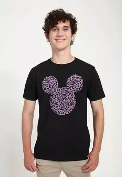 Футболка с принтом DISNEY CLASSIC MICKEY MICKEY ZEBRA CHEETA FILL UNISEX Henry Tiger, черный