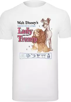 Футболка с принтом DISNEY CLASSICS SUSI UND STROLCH DISTRESSED CLASSIC POSTER F4NT4STIC, белый