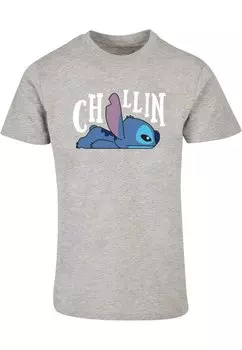 Футболка с принтом DISNEY LILO & STITCH CHILLIN ABSOLUTE CULT, цвет heather grey