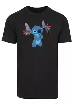 Футболка с принтом DISNEY LILO STITCH KLEINE TEUFEL PREMIUM FILM MOVIE TV COMIC F4NT4STIC, цвет black