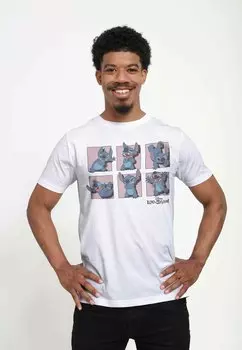 Футболка с принтом Disney Lilo & Stitch Stitch Poses Unisex Disney, белая