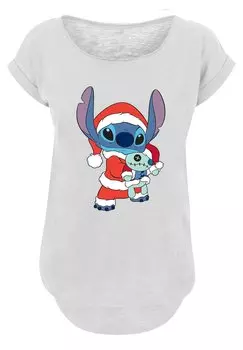 Футболка с принтом DISNEY LILO STITCH WEIHNACHTEN PREMIUM FILM MOVIE TV COMIC F F4NT4STIC, белый